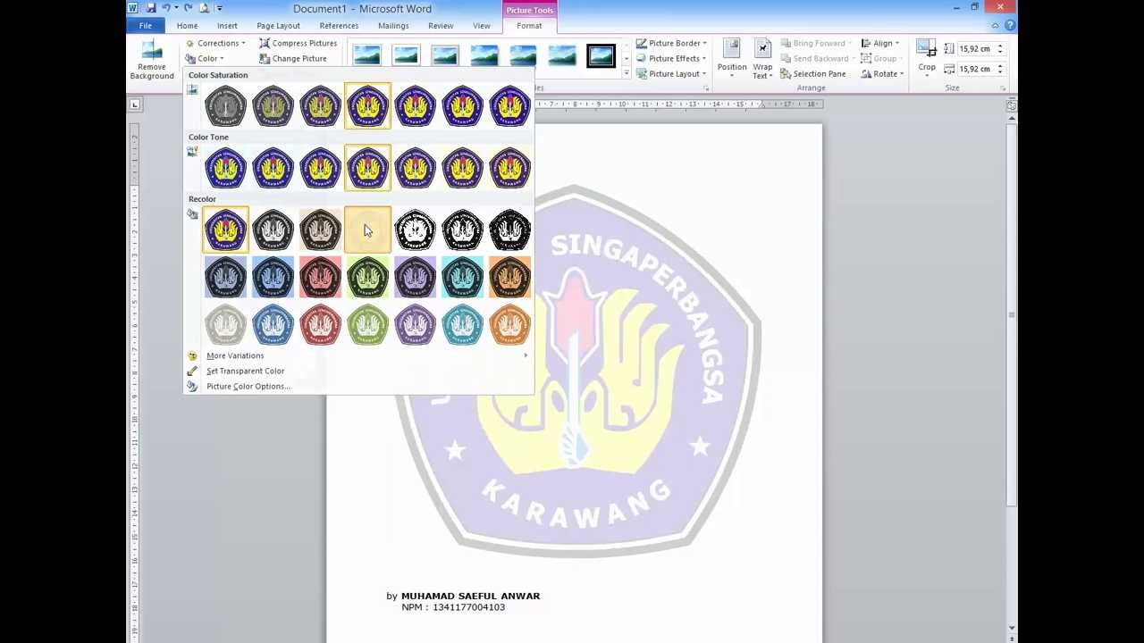 Contoh gambar di Word